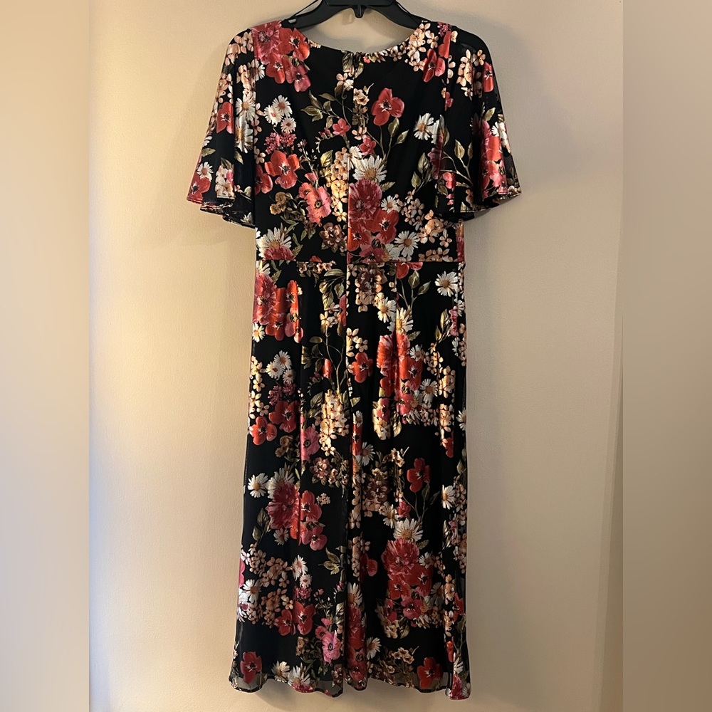 Adrianna Papell Foiled Mesh Draped Midi